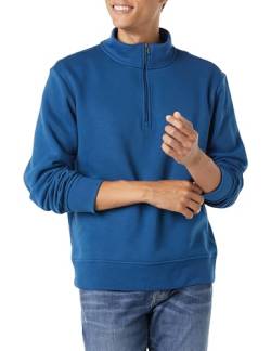 Amazon Essentials Herren Fleece-Sweatshirt mit Langen Ärmeln und Viertel-Reißverschluss, Blaugrün, XS von Amazon Essentials