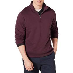 Amazon Essentials Herren Fleece-Sweatshirt mit Langen Ärmeln und Viertel-Reißverschluss, Burgunderrot, XXL von Amazon Essentials