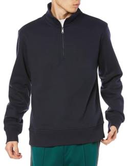 Amazon Essentials Herren Fleece-Sweatshirt mit Langen Ärmeln und Viertel-Reißverschluss, Marineblau, L von Amazon Essentials