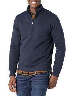 Amazon Essentials Herren Fleece-Sweatshirt mit Langen Ärmeln und Viertel-Reißverschluss, Marineblau, M von Amazon Essentials