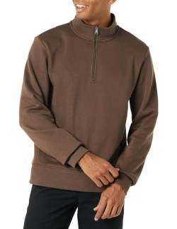 Amazon Essentials Herren Fleece-Sweatshirt mit Langen Ärmeln und Viertel-Reißverschluss, Mittel Braun, S von Amazon Essentials
