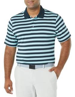 Amazon Essentials Herren Golf-Polo-Shirt, Schnell Trocknend, Normale Passform-Auslauffarben, Aquablau Marineblau Platzierter Streifen, L von Amazon Essentials