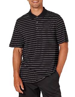 Amazon Essentials Herren Golf-Polo-Shirt, Schnell Trocknend, Normale Passform-Auslauffarben, Schwarz Weiß Nadelstreifen, 6XL Große Größen von Amazon Essentials
