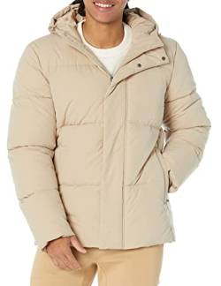 Amazon Essentials Herren Halblange Daunenjacke mit Kapuze aus recyceltem Polyester (in Big und Tall erhältlich), Bräunen, 4XL Große Größen Tall von Amazon Essentials