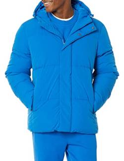 Amazon Essentials Herren Halblange Daunenjacke mit Kapuze aus recyceltem Polyester (in Big und Tall erhältlich), Kräftiges Blau, S von Amazon Essentials