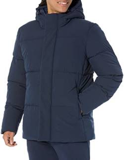 Amazon Essentials Herren Halblange Daunenjacke mit Kapuze aus recyceltem Polyester (in Big und Tall erhältlich), Marineblau, L von Amazon Essentials