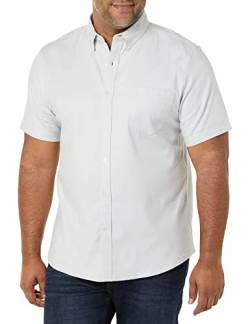 Amazon Essentials Herren Kurzärmliges Hemd aus elastischem Oxford-Material mit schmaler Passform und Tasche, Hellgrau, XL von Amazon Essentials