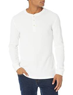 Amazon Essentials Herren Langärmeliges Waffel-Henley, Schmale Passform, Weiß, XXL von Amazon Essentials