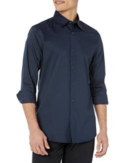 Amazon Essentials Herren Langärmliges Stretch-Oberhemd mit schmaler Passform, Marineblau, XL von Amazon Essentials