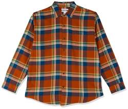 Amazon Essentials Herren Langarmhemd aus Flanell (in Übergröße erhältlich), Blau Rostiges Orange Karo, XXL von Amazon Essentials