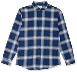 Amazon Essentials Herren Langarmhemd aus Flanell (in Übergröße erhältlich), Blau Weiß Großes Karo, XL von Amazon Essentials