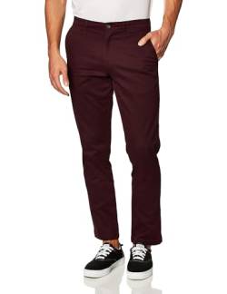 Amazon Essentials Herren Legere Stretch-Chinohose mit klassischer Passform, Burgunderrot, 33W / 32L von Amazon Essentials