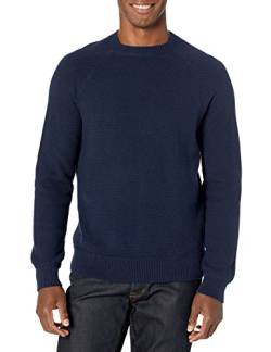 Amazon Essentials Herren Oversize-Pullover mit Rundhalsausschnitt aus strukturierter Baumwolle, Marineblau, M von Amazon Essentials