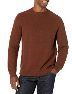 Amazon Essentials Herren Oversize-Pullover mit Rundhalsausschnitt aus strukturierter Baumwolle, Tiefbraun, XL von Amazon Essentials