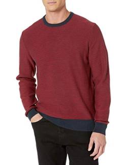 Amazon Essentials Herren Pullover mit Rundhalsausschnitt (in Übergrößen erhältlich), Marineblau Rot Ministreifen, S von Amazon Essentials