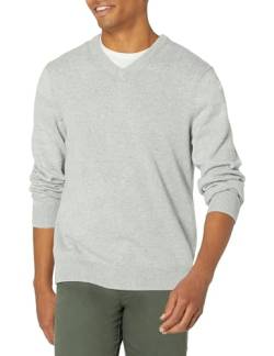 Amazon Essentials Herren Pullover mit V-Ausschnitt (in Übergröße erhältlich), Hellgrau Meliert, S von Amazon Essentials