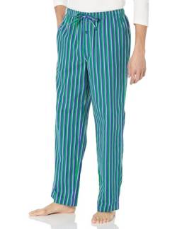 Amazon Essentials Herren Pyjama-Set aus Flanell (erhältlich in Big & Tall), Blau Grün Streifen, XS von Amazon Essentials