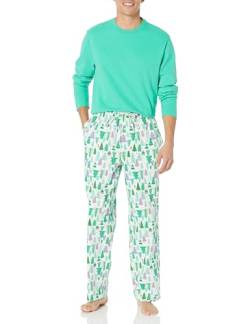 Amazon Essentials Herren Pyjama-Set aus Flanell (erhältlich in Big & Tall), Ecru Weihnachtsbaum, XS von Amazon Essentials