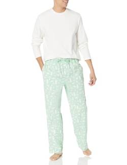 Amazon Essentials Herren Pyjama-Set aus Flanell (erhältlich in Big & Tall), Minzgrün Waldtiere, M von Amazon Essentials