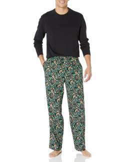 Amazon Essentials Herren Pyjama-Set aus Flanell (erhältlich in Big & Tall), Schwarz Folklorisch, 3XL Große Größen von Amazon Essentials