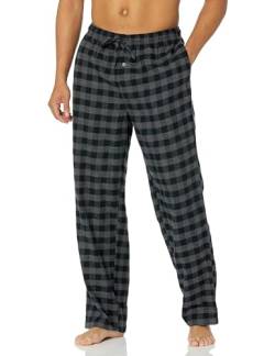 Amazon Essentials Herren Pyjamahose aus Flanell (erhältlich in Big & Tall), Grau Schwarz Buffalokaros, L von Amazon Essentials