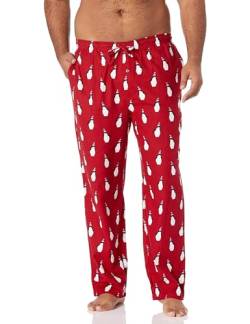 Amazon Essentials Herren Pyjamahose aus Flanell (erhältlich in Big & Tall), Rot Pinguin, XL von Amazon Essentials