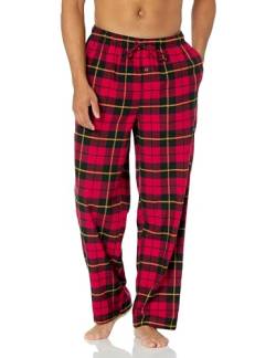 Amazon Essentials Herren Pyjamahose aus Flanell (erhältlich in Big & Tall), Rot Schwarz Buffalokaros, L von Amazon Essentials