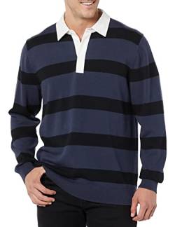 Amazon Essentials Herren Rugby-Pullover, Dunkles Marineblau Streifen, M von Amazon Essentials