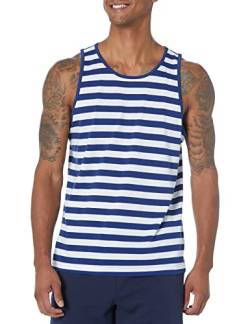 Amazon Essentials Herren Tanktop, Normale Passform-Auslauffarben, Blau/Weiß, XS von Amazon Essentials