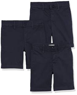 Amazon Essentials Jungen Einheitliche, gewebte Shorts mit Flacher Vorderseite, 3er-Pack, Marineblau, 8 Jahre Große Größen von Amazon Essentials