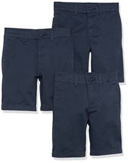 Amazon Essentials Jungen Gewebte Uniform-Shorts mit Flacher Vorderseite (knitterfrei), 3er-Pack, Marineblau, 8 Jahre von Amazon Essentials