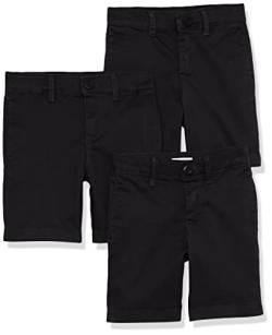 Amazon Essentials Jungen Gewebte Uniform-Shorts mit Flacher Vorderseite (knitterfrei), 3er-Pack, Schwarz, 10 Jahre von Amazon Essentials