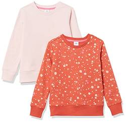 Amazon Essentials Mädchen Sweatshirts aus Fleece mit Rundhalsausschnitt, 2er-Pack, Hellrosa/Orange Floral, 5 Jahre von Amazon Essentials