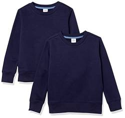 Amazon Essentials Mädchen Sweatshirts aus Fleece mit Rundhalsausschnitt, 2er-Pack, Marineblau, 4 Jahre von Amazon Essentials