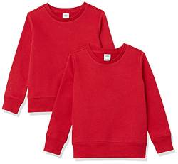 Amazon Essentials Mädchen Sweatshirts aus Fleece mit Rundhalsausschnitt, 2er-Pack, Rot, 6-7 Jahre von Amazon Essentials