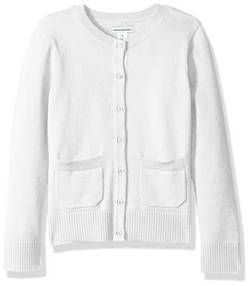Amazon Essentials Mädchen Uniform-Cardigan mit schmaler Passform, Weiß, 11-12 Jahre von Amazon Essentials