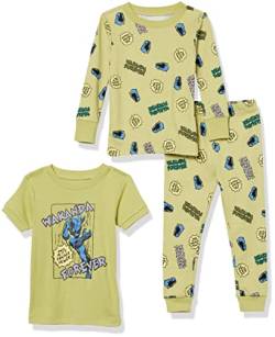Amazon Essentials Marvel Baby Jungen Eng anliegende Schlafanzug-Sets, 3-piece Marvel Black Panther Set, 18 Monate von Amazon Essentials