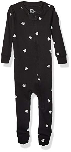Amazon Essentials Unisex Baby Eng anliegender Schlafanzug aus Baumwolle mit Fuß-Auslauffarben, Schwarz Schädel, 12 Monate von Amazon Essentials