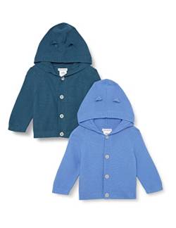 Amazon Essentials Unisex Baby Kapuzenpullover, 2er-Pack, Dunkelblaugrün/Hellblau, 0 Monate von Amazon Essentials