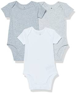 Amazon Essentials Unisex Baby Kurzärmliger Body aus Baumwoll-Stretchjersey (zuvor Amazon Aware), 3er-Pack, Grau Meliert, 24 Monate von Amazon Essentials