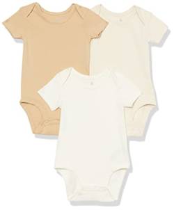 Amazon Essentials Unisex Baby Kurzärmliger Body aus Baumwoll-Stretchjersey (zuvor Amazon Aware), 3er-Pack, Neutral, 18 Monate von Amazon Essentials