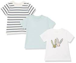 Amazon Essentials Unisex Baby Kurzärmliges T-Shirt aus Bio-Baumwolle (zuvor Amazon Aware), 3er-Pack, Aufdruck/Kaninchen, 0 Monate von Amazon Essentials