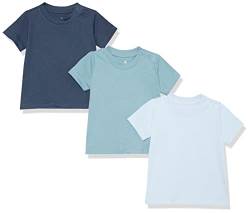 Amazon Essentials Unisex Baby Kurzärmliges T-Shirt aus Bio-Baumwolle (zuvor Amazon Aware), 3er-Pack, Blau, 12 Monate von Amazon Essentials