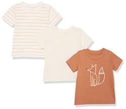Amazon Essentials Unisex Baby Kurzärmliges T-Shirt aus Bio-Baumwolle (zuvor Amazon Aware), 3er-Pack, Fuchsaufdruck, 0-3 Monate von Amazon Essentials