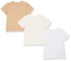 Amazon Essentials Unisex Baby Kurzärmliges T-Shirt aus Bio-Baumwolle (zuvor Amazon Aware), 3er-Pack, Neutral, 0 Monate von Amazon Essentials