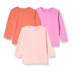 Amazon Essentials Unisex Baby Langärmliges T-Shirt aus Bio-Baumwolle (zuvor Amazon Aware), 3er-Pack, Rosa, 0-3 Monate von Amazon Essentials