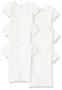 Amazon Essentials Unisex Baby T-Shirt mit Überlappungen an der Schulter, 6er-Pack, Weiß, 0-3 Monate von Amazon Essentials