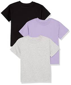 Amazon Essentials Unisex Kinder Kurzärmeliges Sport-T-Shirt, 3er-Pack, Grau Meliert/Purpur/Schwarz, 2 Jahre von Amazon Essentials