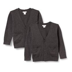 Amazon Essentials Unisex Kinder Uniform-Strickjacke aus Baumwolle, 2er-Pack, Dunkelgrau Meliert, 2 Jahre von Amazon Essentials