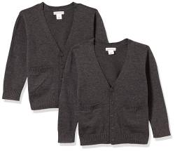 Amazon Essentials Unisex Kinder Uniform-Strickjacke aus Baumwolle, 2er-Pack, Dunkelgrau Meliert, 3 Jahre von Amazon Essentials